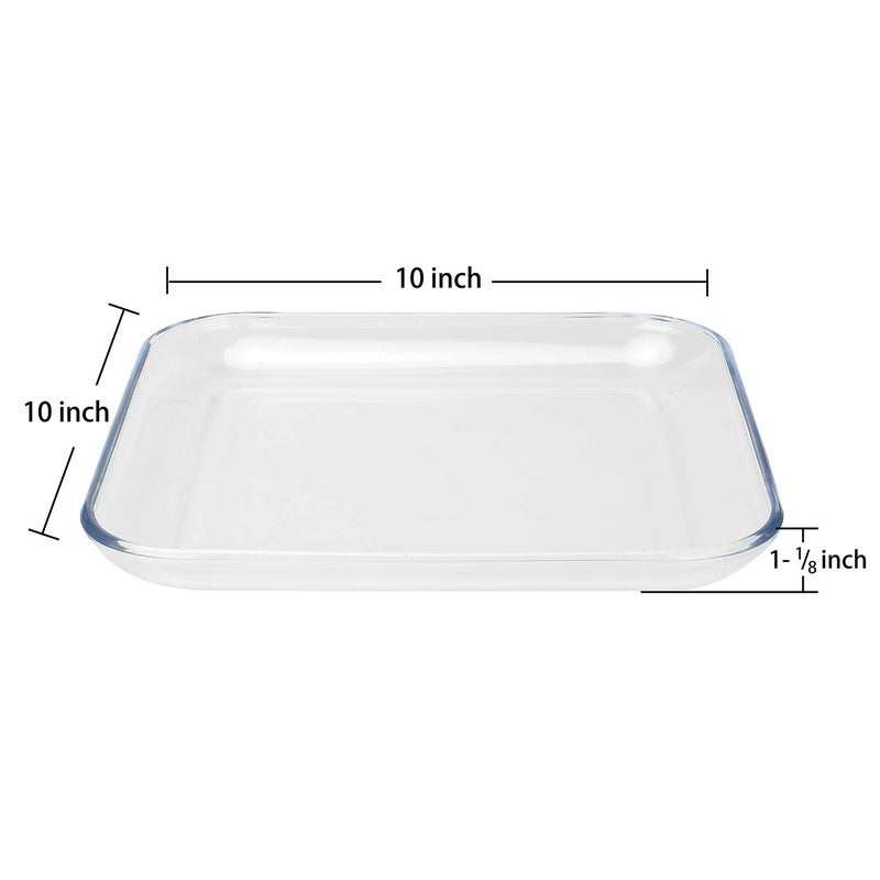 FOYO Oven Basics Glass Plate Set, Square Tempered Glass Serving Plates Pie Plate Salad Plates - 10" Diameter(Set of 2) - Image 5